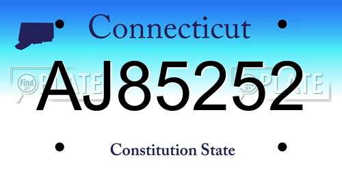 AJ85252 Connecticut License Plate