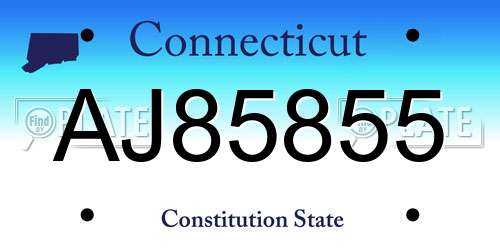AJ85855 Connecticut License Plate