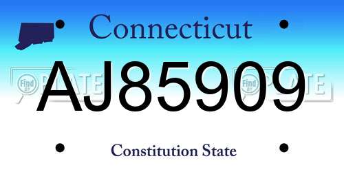 AJ85909 Connecticut License Plate