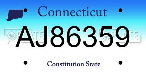 AJ86359 Connecticut License Plate