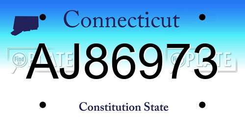 AJ86973 Connecticut License Plate
