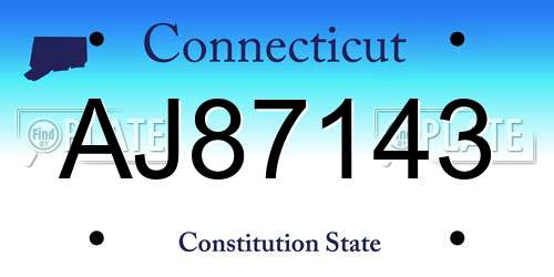 AJ87143 Connecticut License Plate