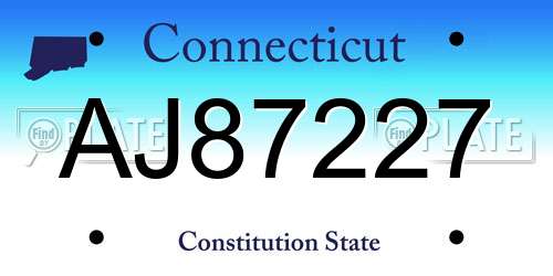 AJ87227 Connecticut License Plate