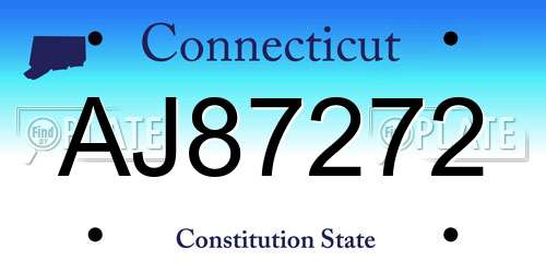 AJ87272 Connecticut License Plate