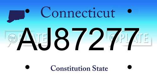AJ87277 Connecticut License Plate