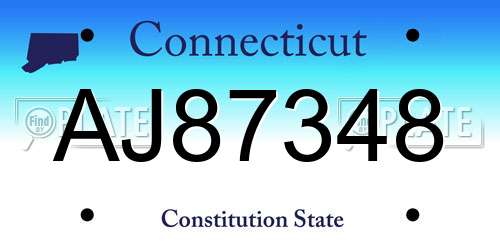 AJ87348 Connecticut License Plate