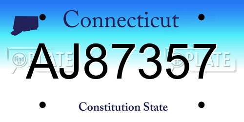AJ87357 Connecticut License Plate
