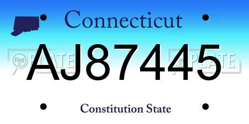 AJ87445 Connecticut License Plate