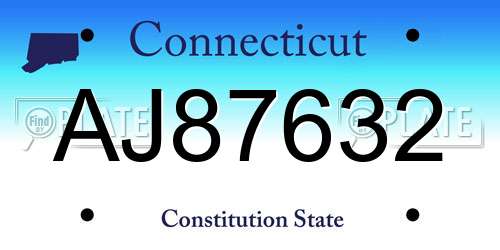 AJ87632 Connecticut License Plate