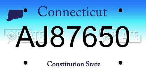 AJ87650 Connecticut License Plate
