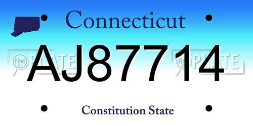AJ87714 Connecticut License Plate