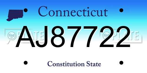 AJ87722 Connecticut License Plate