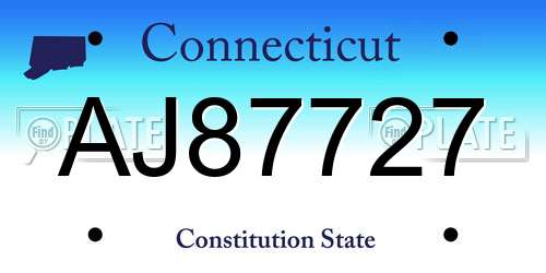 AJ87727 Connecticut License Plate