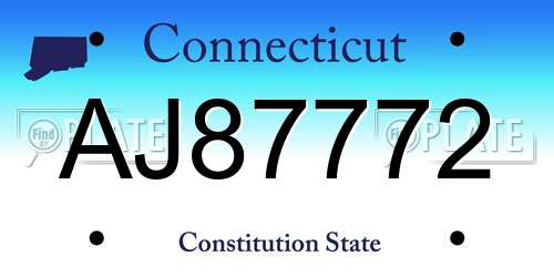AJ87772 Connecticut License Plate