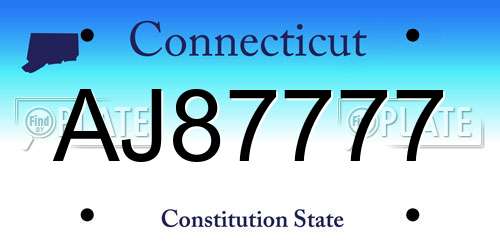 AJ87777 Connecticut License Plate