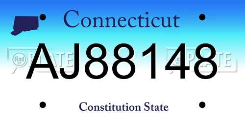 AJ88148 Connecticut License Plate