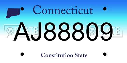 AJ88809 Connecticut License Plate