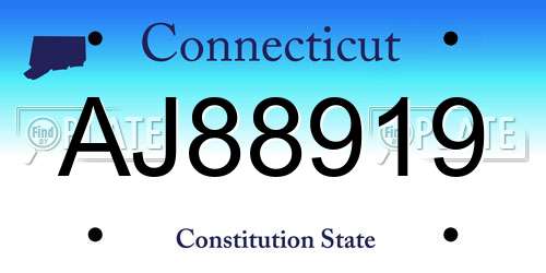 AJ88919 Connecticut License Plate