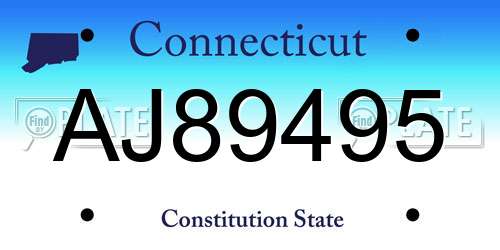 AJ89495 Connecticut License Plate