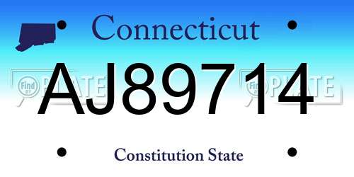 AJ89714 Connecticut License Plate