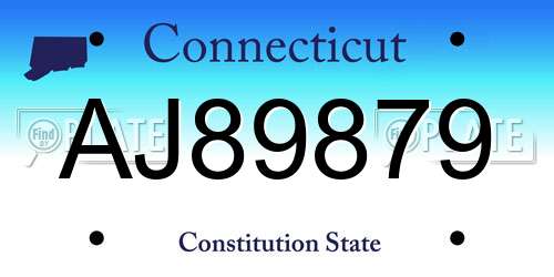 AJ89879 Connecticut License Plate
