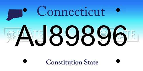 AJ89896 Connecticut License Plate