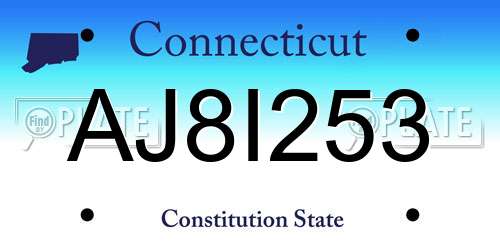 AJ8I253 Connecticut License Plate