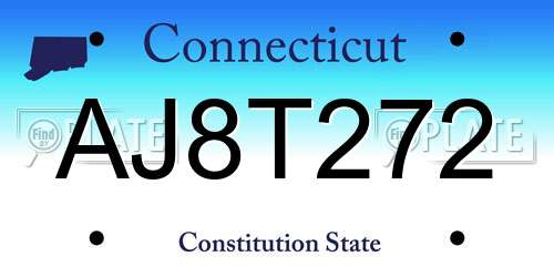 AJ8T272 Connecticut License Plate