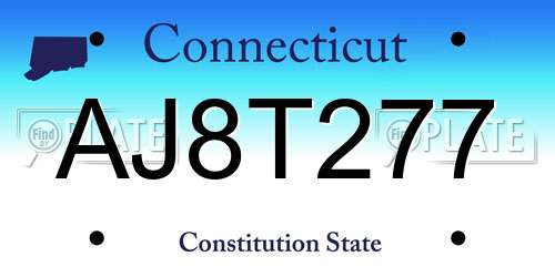 AJ8T277 Connecticut License Plate