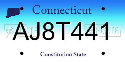 AJ8T441 Connecticut License Plate