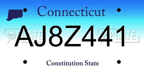 AJ8Z441 Connecticut License Plate