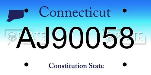 AJ90058 Connecticut License Plate