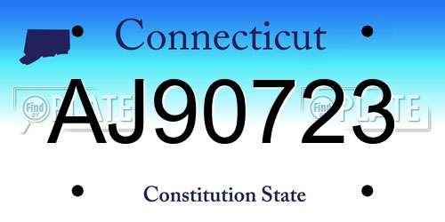 AJ90723 Connecticut License Plate