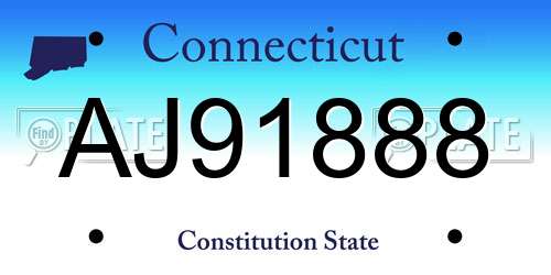 AJ91888 Connecticut License Plate
