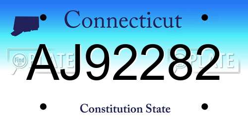 AJ92282 Connecticut License Plate
