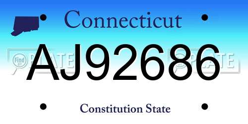 AJ92686 Connecticut License Plate