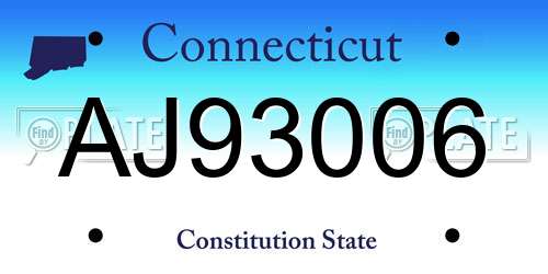 AJ93006 Connecticut License Plate