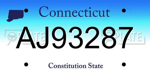 AJ93287 Connecticut License Plate
