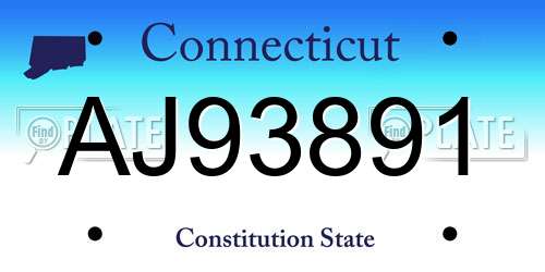AJ93891 Connecticut License Plate