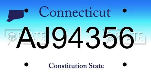 AJ94356 Connecticut License Plate