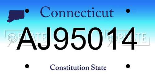 AJ95014 Connecticut License Plate