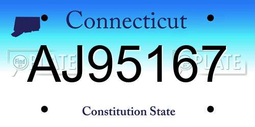 AJ95167 Connecticut License Plate