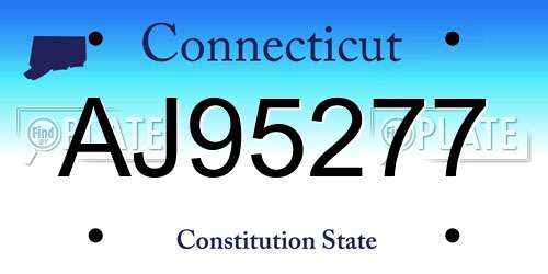 AJ95277 Connecticut License Plate