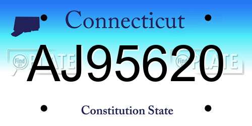 AJ95620 Connecticut License Plate