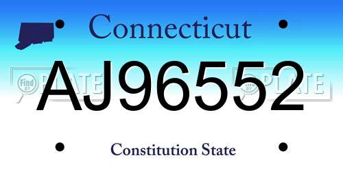 AJ96552 Connecticut License Plate