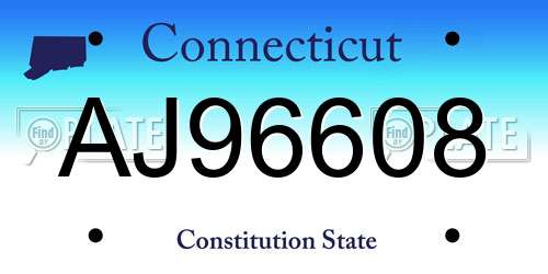 AJ96608 Connecticut License Plate