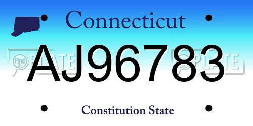 AJ96783 Connecticut License Plate