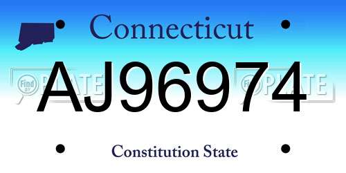 AJ96974 Connecticut License Plate