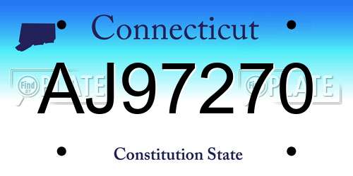 AJ97270 Connecticut License Plate