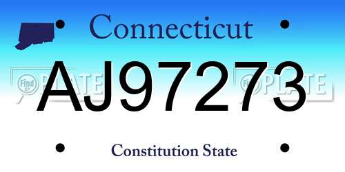 AJ97273 Connecticut License Plate